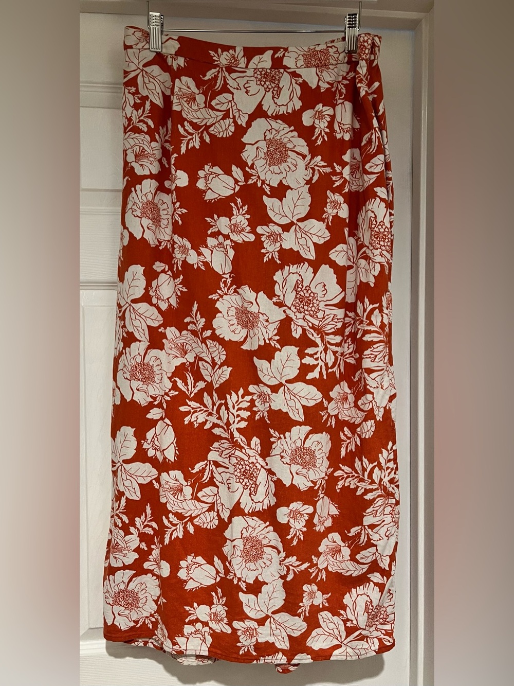 Floral Maxi Skirt in Orange and White